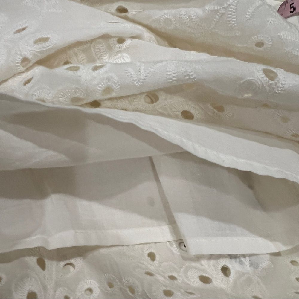 Karen Kane Cotton Eyelet Midi Dress Adjustable Straps Scalloped Hem Ivory M NWT - Picture 11 of 13